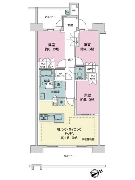 プラウド南千田東町テラスの間取図