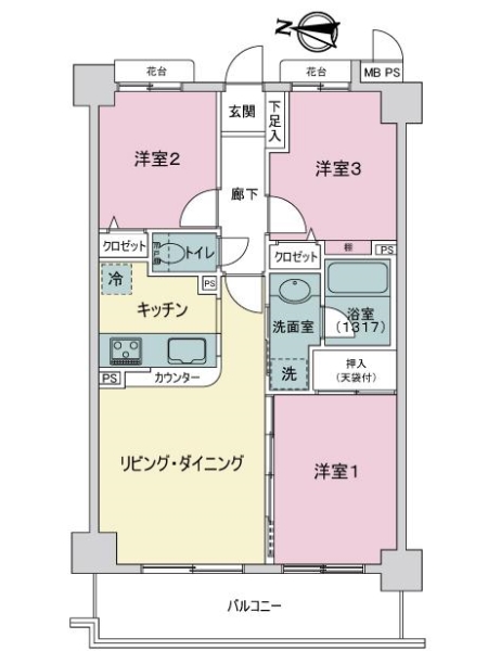ライオンズマンション西新井高道公園の間取図