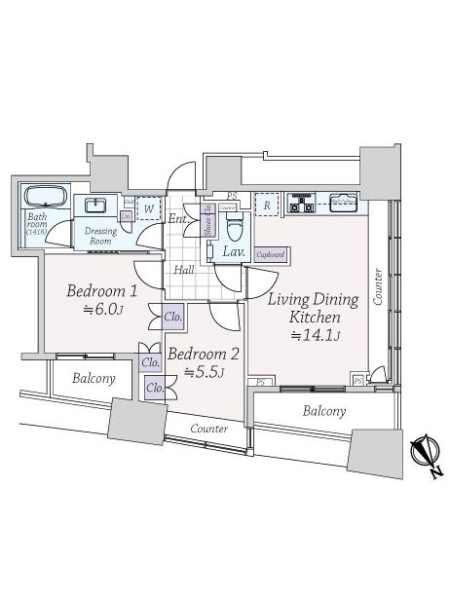 ザ・パークハウス三軒茶屋タワーの間取図