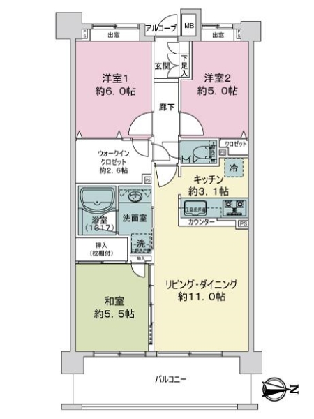 クレストフォルム武蔵新城セントラルコートの間取図