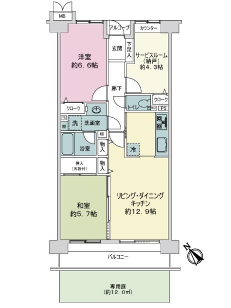 上大岡パーク・ホームズの間取図