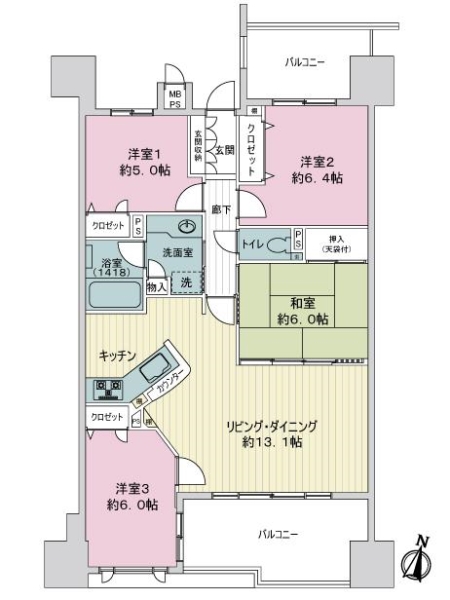 ライオンズマンション金山ニューシティの間取図