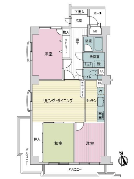 レインボー徳川の間取図