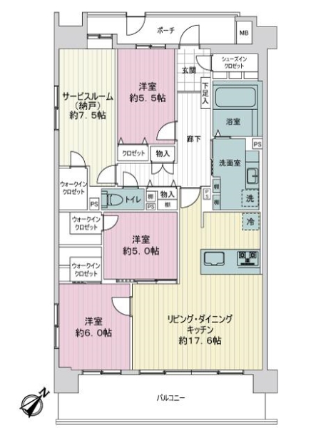 コスモ・ザ・パークス調布多摩川の間取図