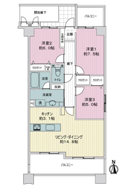 ハートヒルズ栄東の間取図