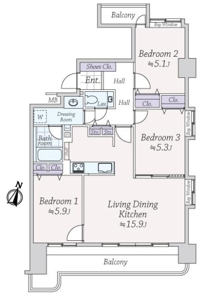 トーカンマンション天神南の間取図