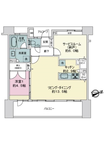 レーベンリヴァーレ　ココキューブの間取図