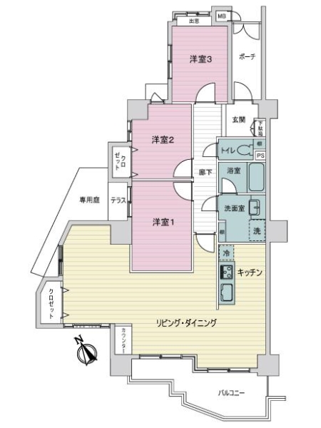 ライオンズマンション川名山の間取図