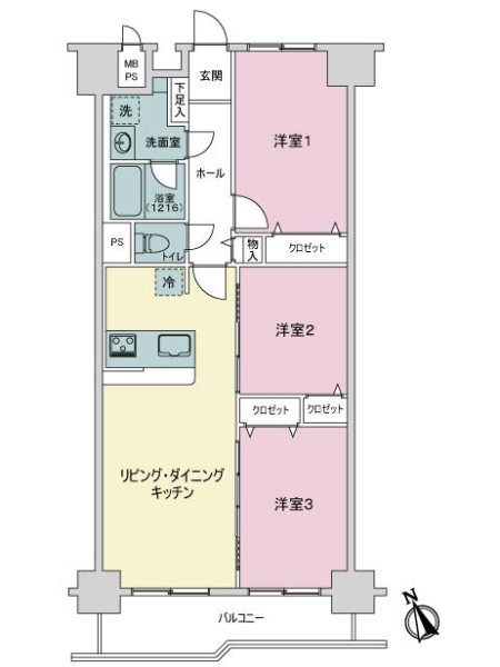 ライオンズマンション調布Ｂ棟の間取図