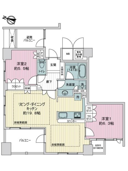 ライオンズマンション神戸栄町通の間取図