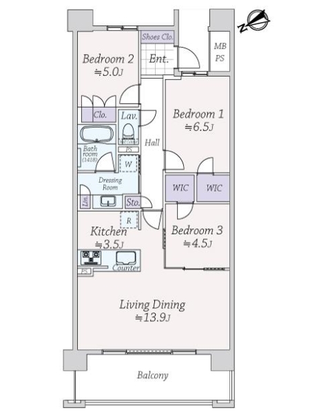 ライオンズ芦屋グランフォートの間取図