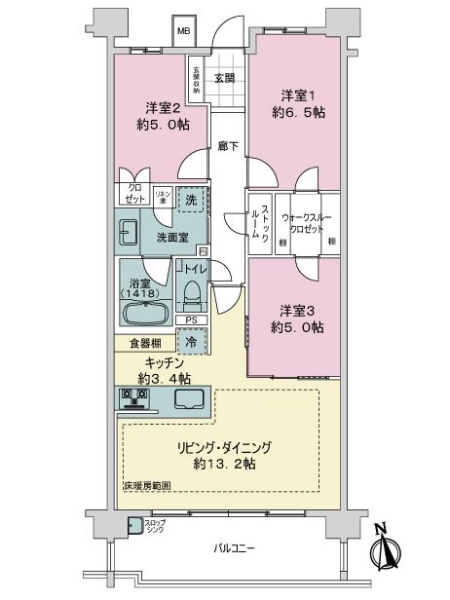 ライオンズ港北ニュータウンローレルコートの間取図