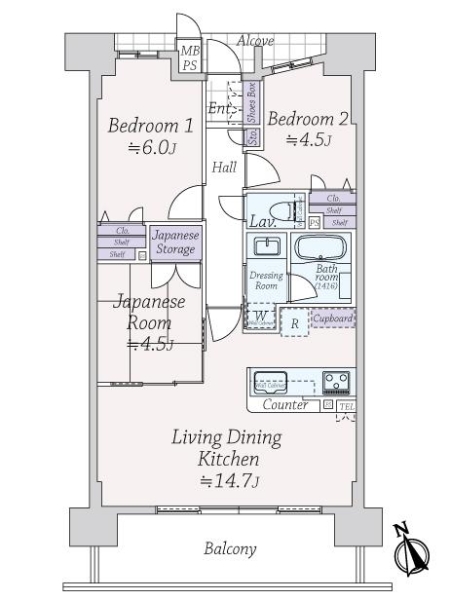 ワコーレＫＯＢＥザ・ファーストの間取図