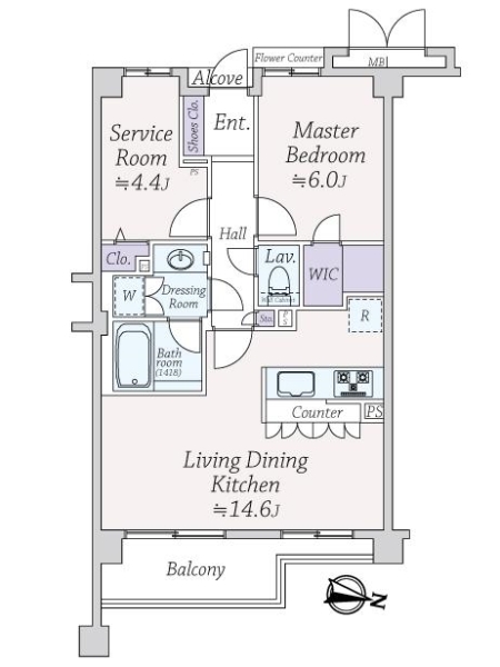 ディアナコート八雲の間取図