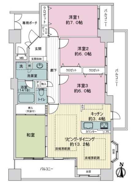 ライオンズガーデンシティ鳥飼２番館の間取図