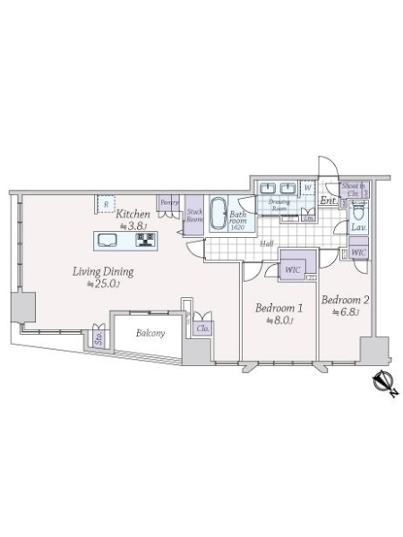 レーベン福岡天神　ＯＮＥ　ＴＯＷＥＲの間取図