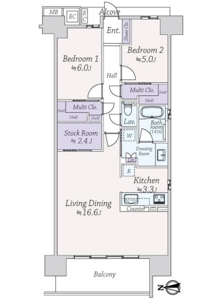 なかもずオールズ・グランコートの間取図