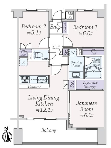 クルール新百合ヶ丘サウスコートの間取図