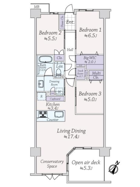 ヴェレーナシティ夙川パークナード１の間取図