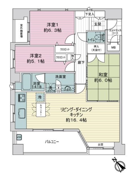 パークハウス比治山の間取図
