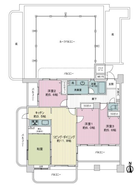 ライオンズマンション梅光園の間取図