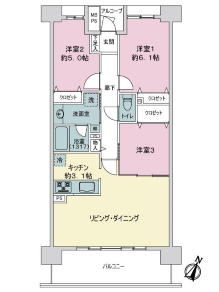 ライオンズマンション千葉グランドタワーの間取図