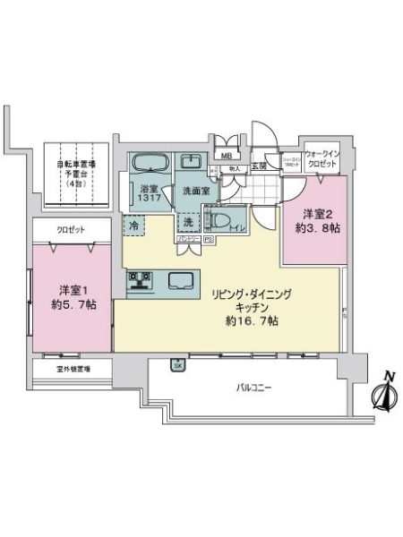 デュ・レジア平尾テラスの間取図