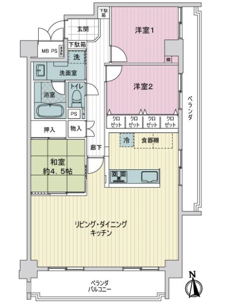 ライオンズマンション茶山の間取図