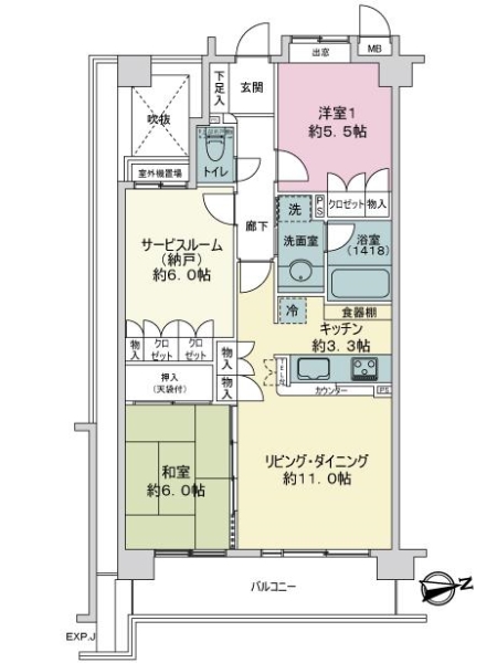 コスモ南行徳ガーデンフォルムの間取図
