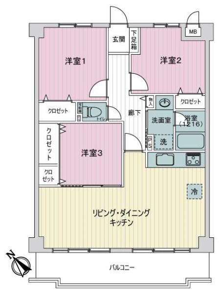 ライオンズマンション山科御陵の間取図