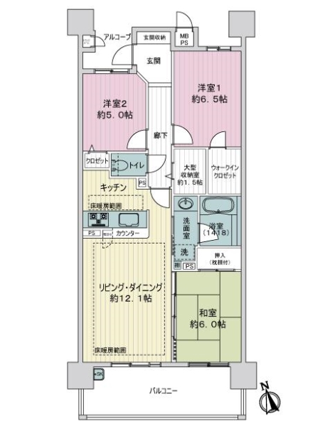 ライオンズマンション矢田川橋緑地ウエストの間取図