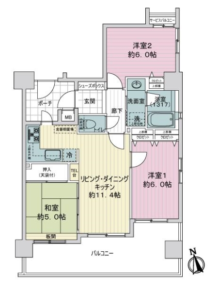 ワコーレ　ペイサージュ神戸の間取図