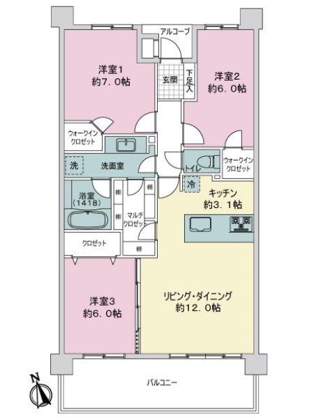 レクセルマンション原木中山の間取図