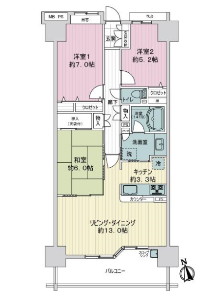 グランヒルシティミレナの間取図