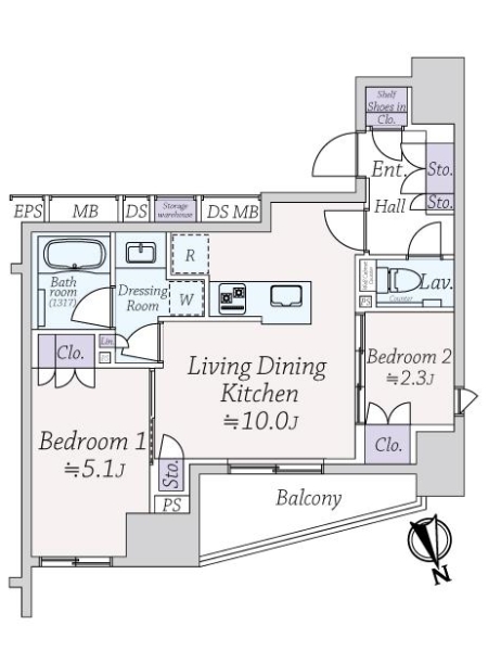リビオレゾン入船の間取図