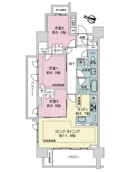 ライオンズ南千住グランプレイスの間取図