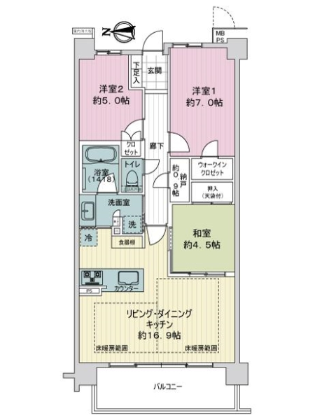 ライオンズ嵯峨天龍寺若宮　西の邸の間取図