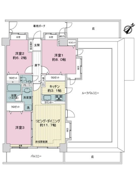 ライオンズマンション南浦和ガーデンの間取図