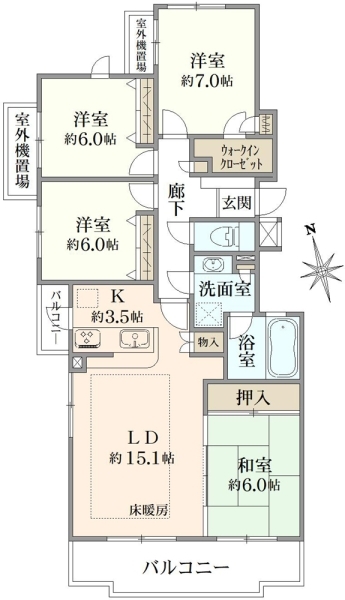 ファミールガーデン横浜・小机　参番館の間取図