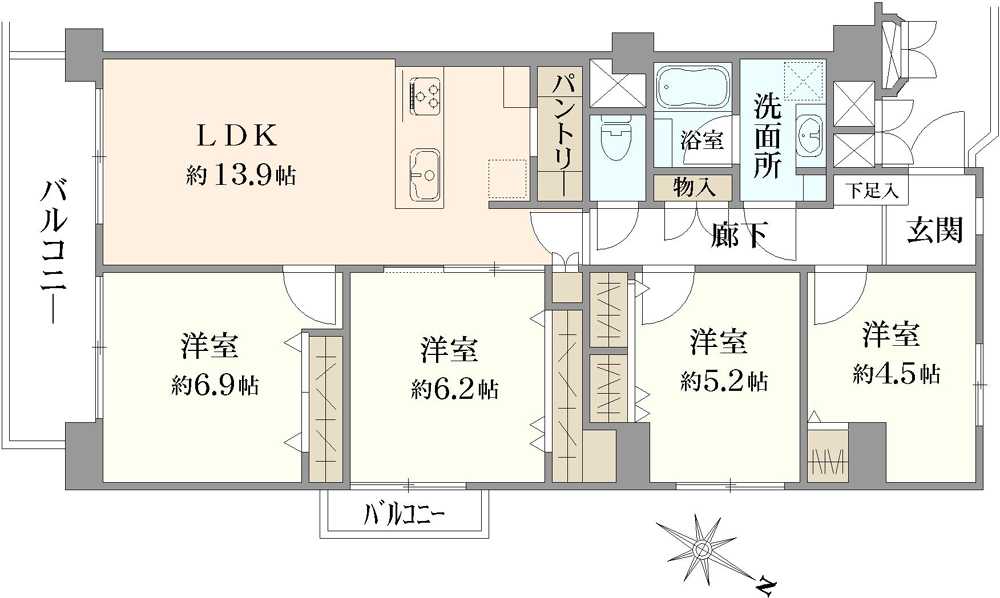 コープ野村浦和2号棟の間取図