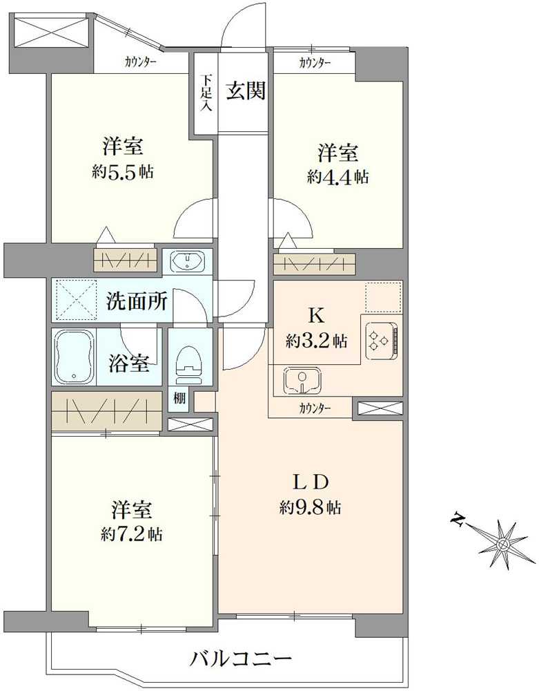 エクセル北浦和A棟の間取図