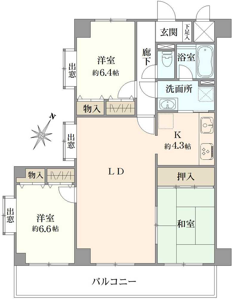 ライオンズマンション船橋飯山満台一番館の間取図
