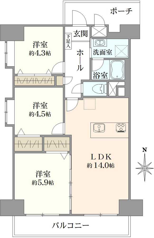 日商岩井木場マンションの間取図