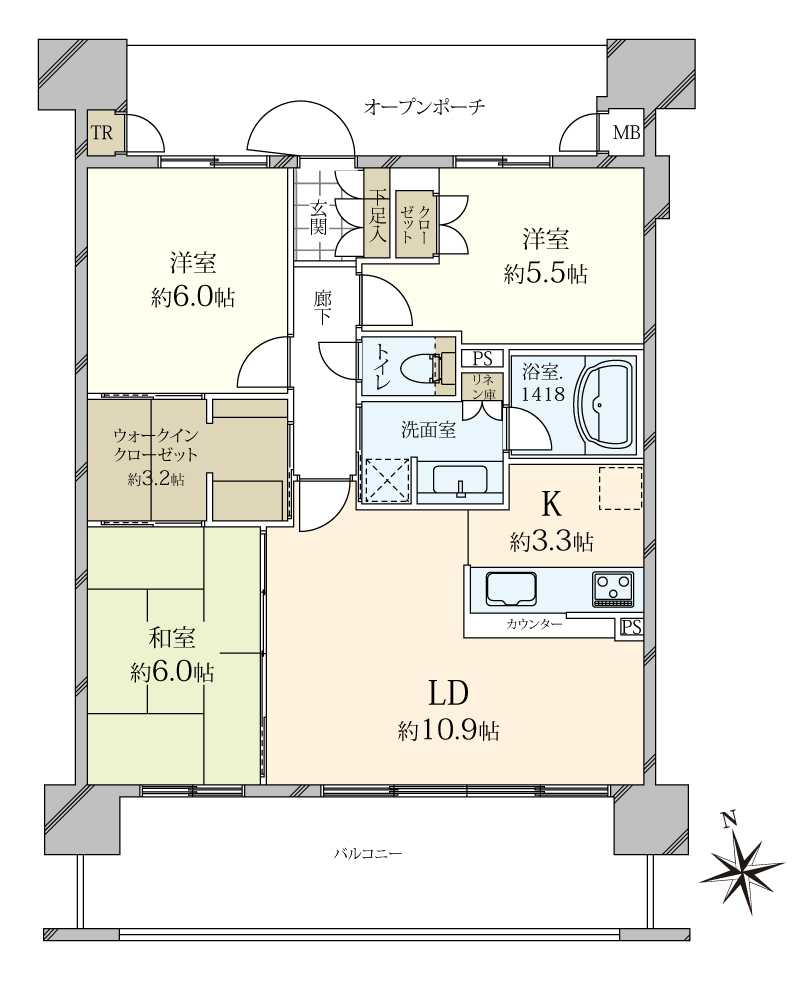 サングランデお花茶屋の間取図