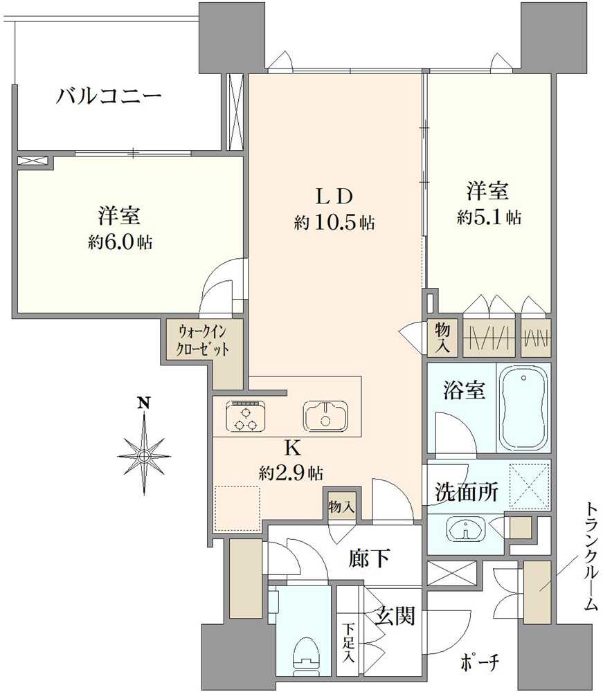 ドゥ・トゥールウェストの間取図