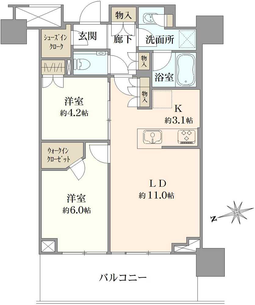 プラウドタワー武蔵小金井クロスイースト棟の間取図