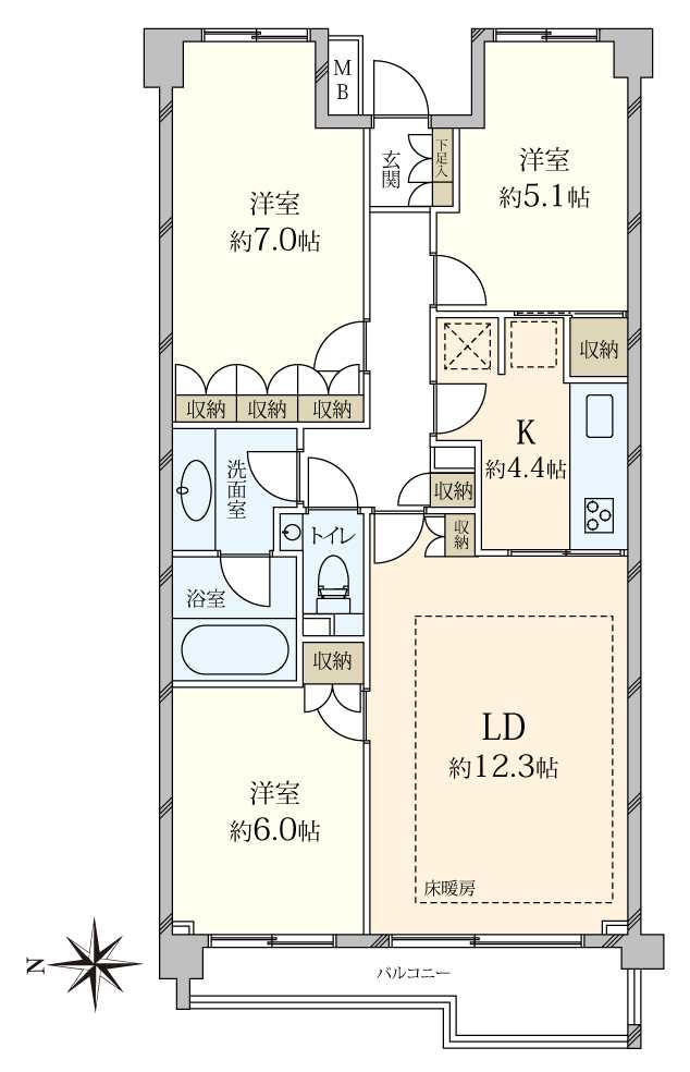 ロワプレイス島津山の間取図