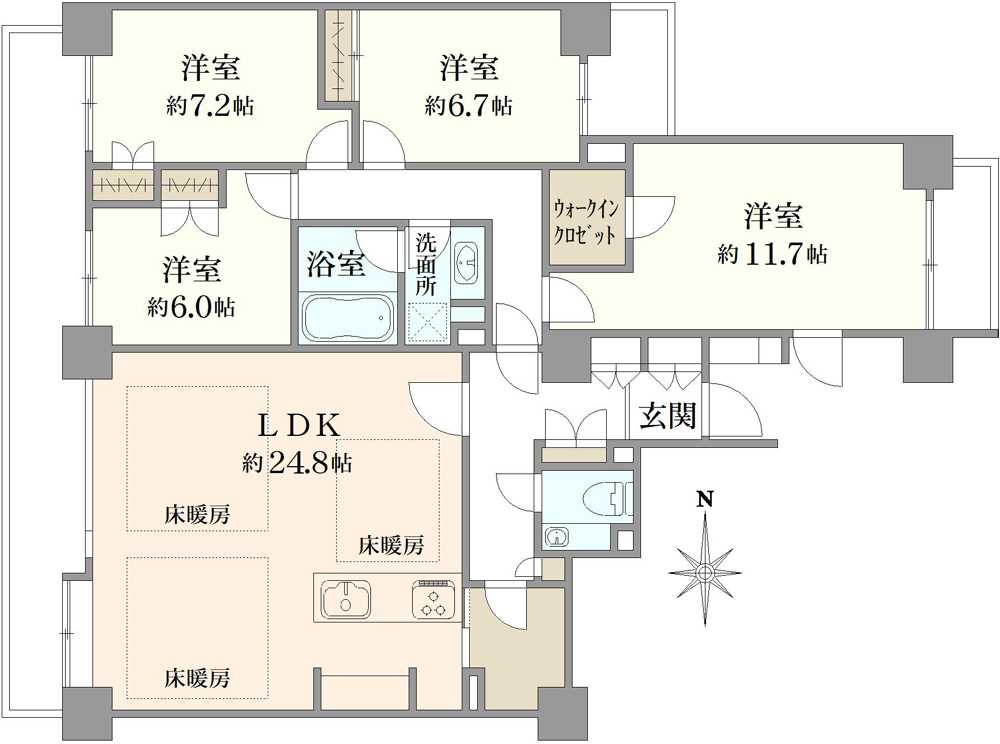 芦花公園プレスティージュの間取図