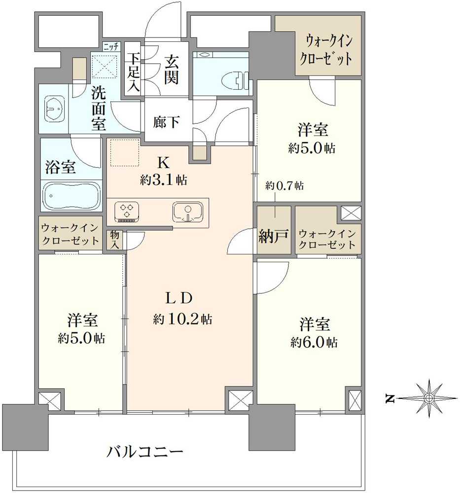 プラウドタワー武蔵小金井クロスイーストの間取図