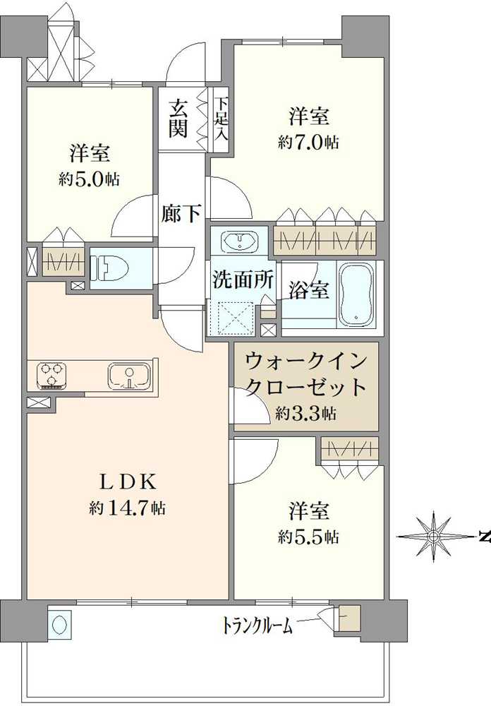 フランヴィーヴル富士見台の間取図